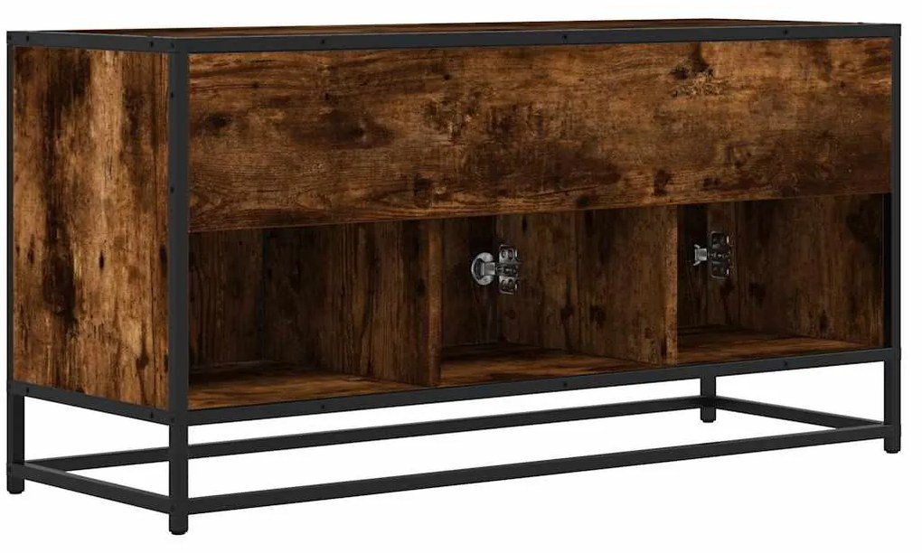 füstös tölgy színű szerelt fa és fém TV-szekrény 100x35x50 cm