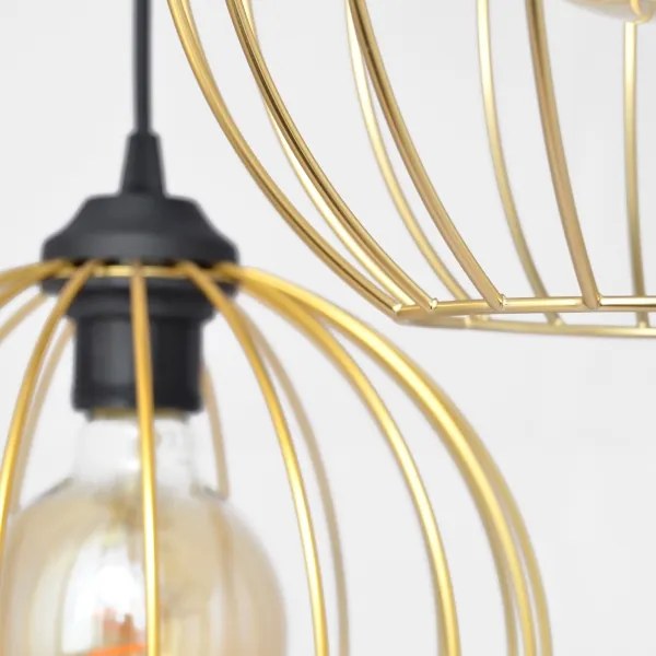 Csillár zsinóron MERCURE 3xE27/15W/230V arany/fekete