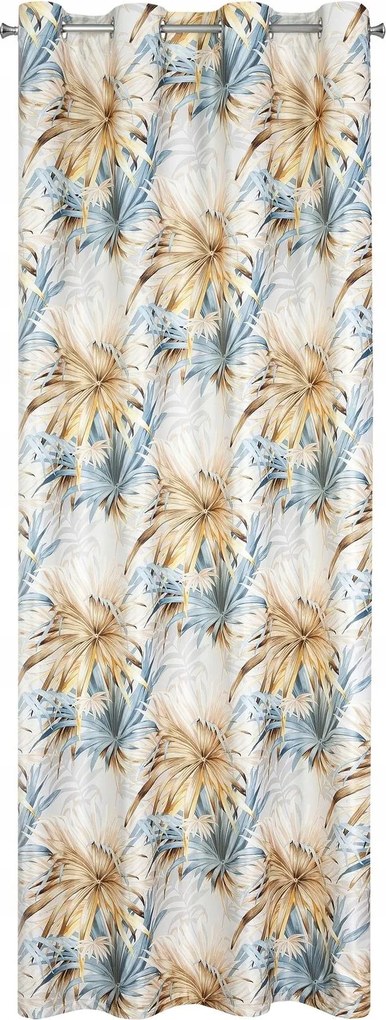 Verona kész függöny 140x250 bézs kék levelek