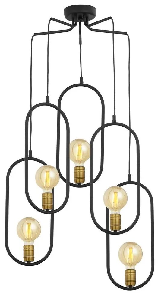 Jupiter 1819 - PI5 E27 - Csillár zsinóron PONTI 5xE14/40W/230V fekete