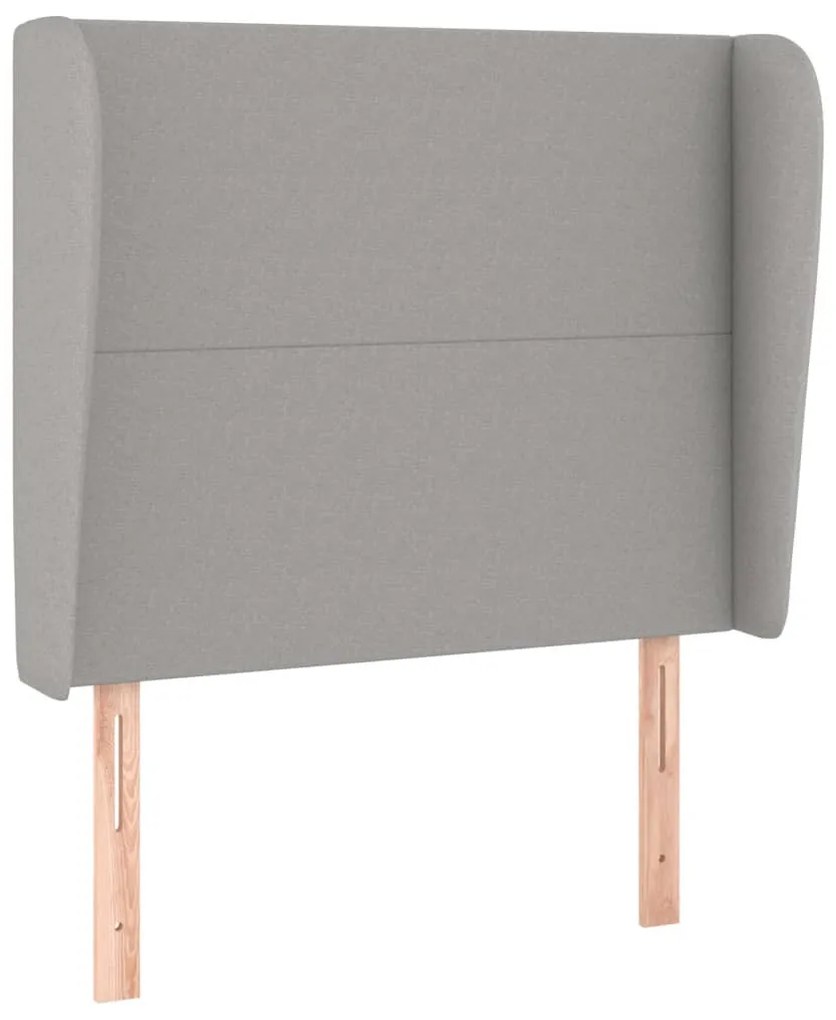 világosszürke szövet fejtámla szárnyakkal 93 x 23 x 118/128 cm