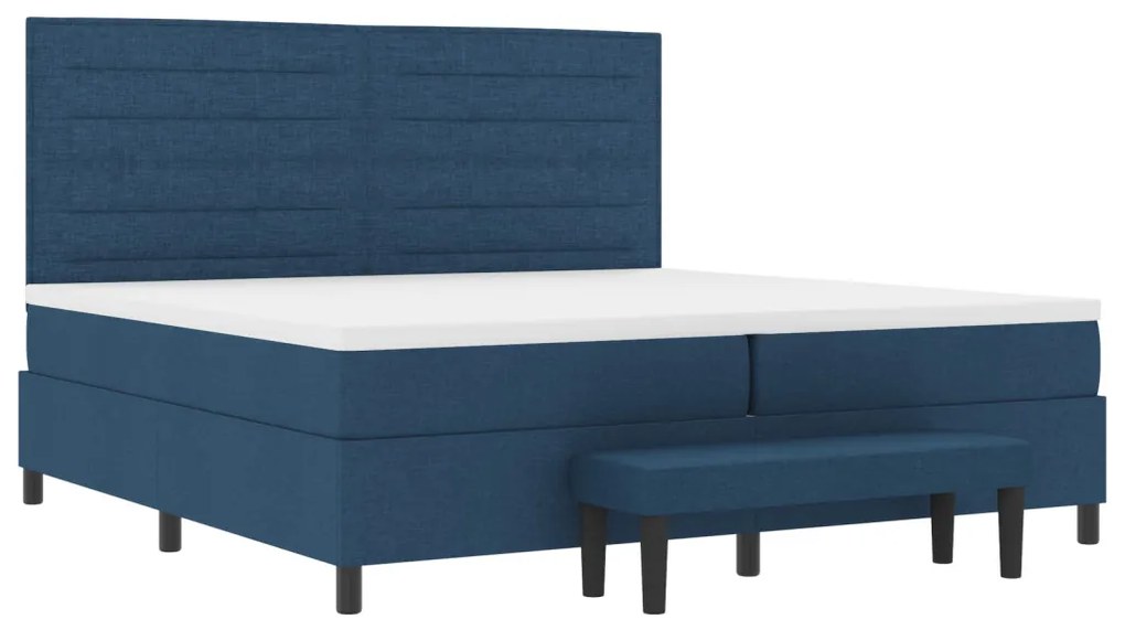 Box Spring Ágy Matraccal és Pad Kék 200x200 cm Szövet