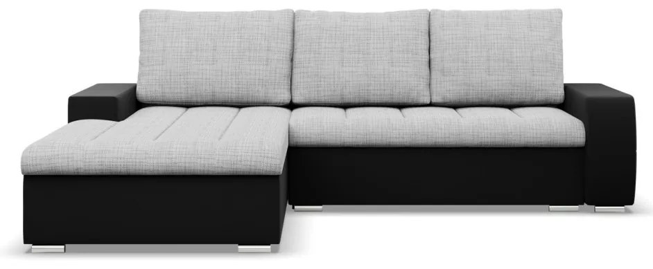 Toronto sarokkanapé, 2 ágyneműtartóval, fonott + műbőr, baloldali, szürke - fekete