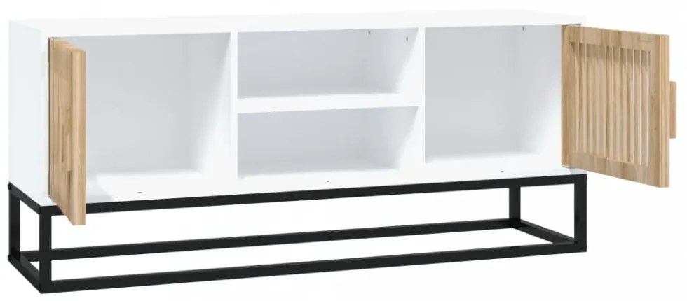 fehér szerelt fa és vas TV-szekrény 105x30x45 cm