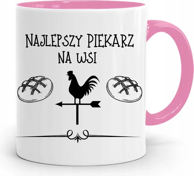 Rózsaszín Bögre Péknek Vidéken A Legjobb Ajándék fényképes nyomtatással