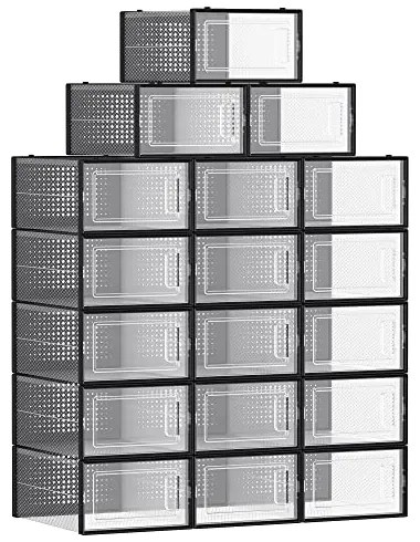 MARI cipőrendező, 18 rekesz, fekete/átlátszó SongmicsHome