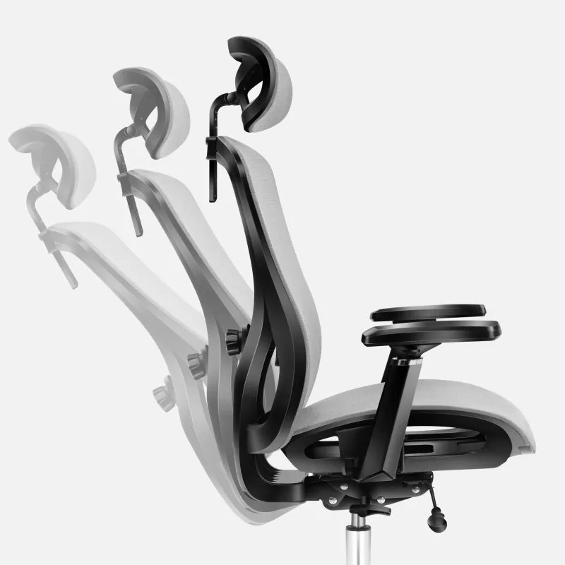 Ergonomikus irodai forgószék, hálós szellőzőanyag, dönthető háttámla, állítható ülésmélység, szürke