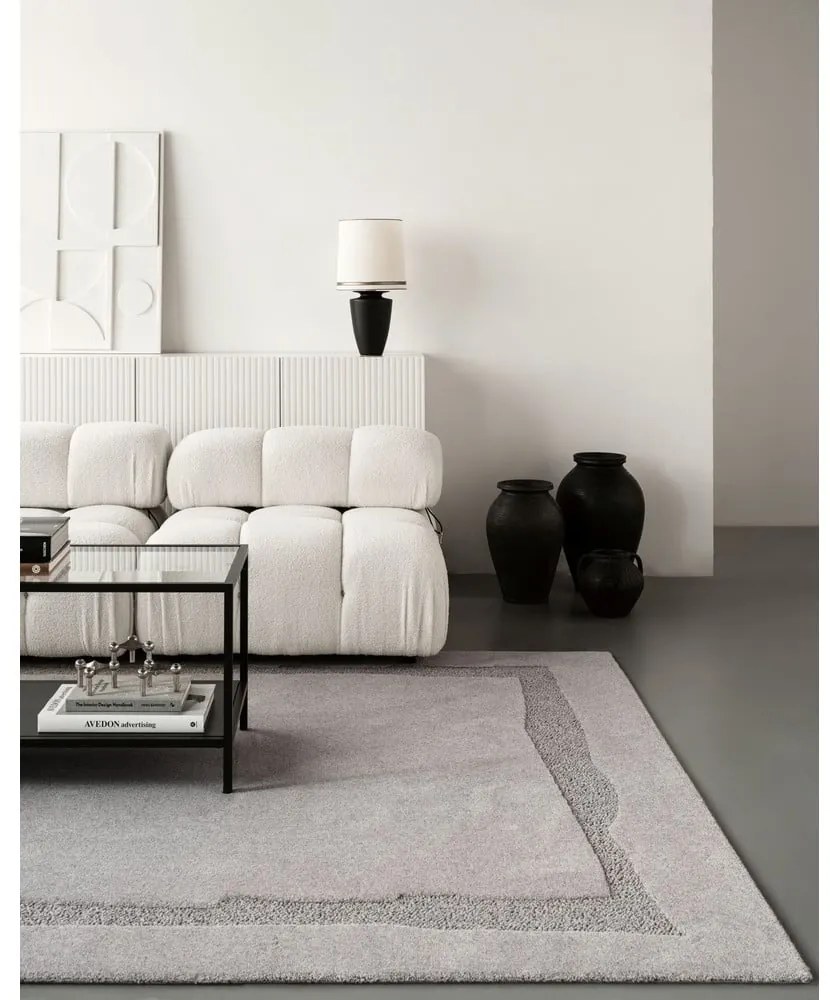 Szürke gyapjú szőnyeg 200x300 cm Morphic Rocca – Agnella