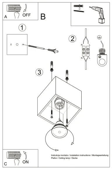 Sollux SL.0489 - Spotlámpa QUAD 1xGU10/10W/230V beton