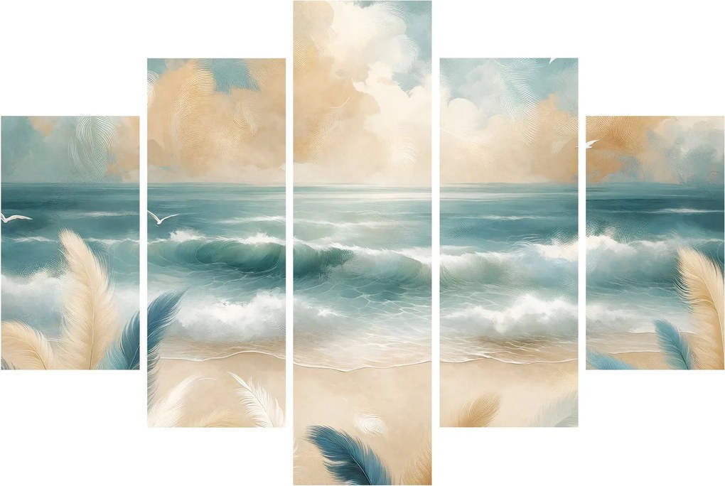 Kép – Festett strand lágy színekben (150x105 cm)