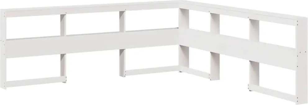 vidaXL Könyvespolc fejtámla L-alakú fehér 200 cm tömörfa fenyőfa