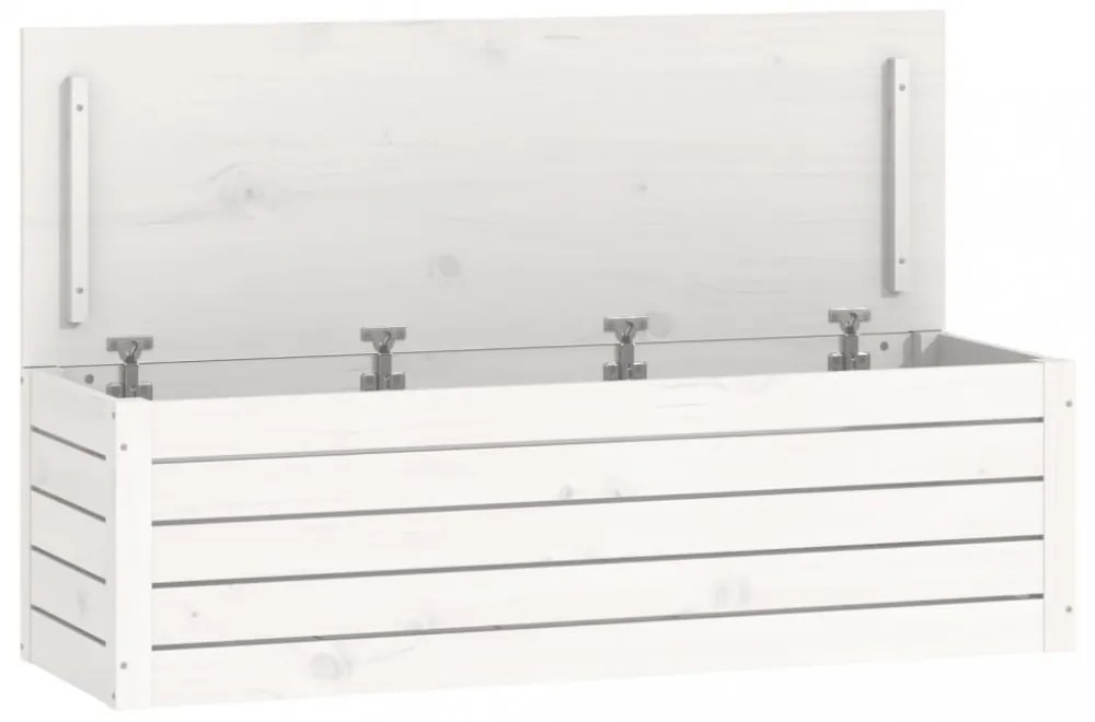 fehér tömör fenyőfa tárolóláda 109 x 36,5 x 33 cm