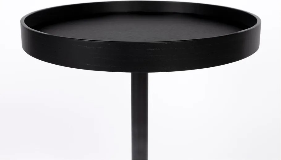 Kerek tárolóasztal tölgyfa dekoros asztallappal ø 40 cm Yuri S – White Label