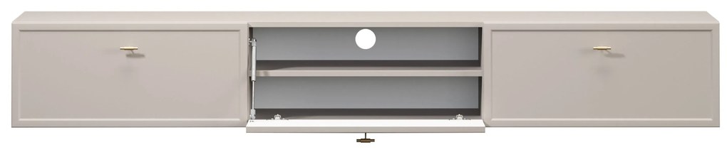 Lorini fali TV szekrény 200 cm fiókos - kasmír / arany T-bar fogantyúval