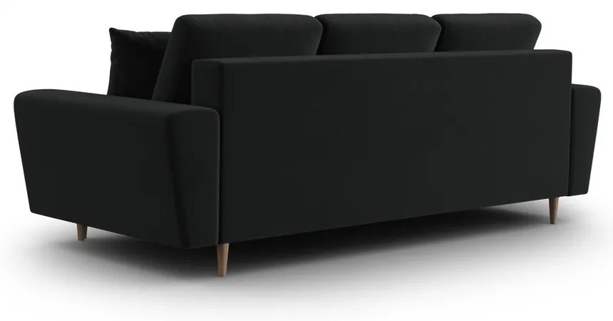 Fekete bársony kinyitható tárolóhelyes kanapé 235 cm Kyoto – Cosmopolitan Design