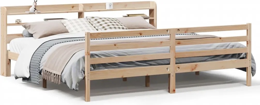vidaXL tömör fenyőfa ágykeret fejtámlával 200 x 200 cm