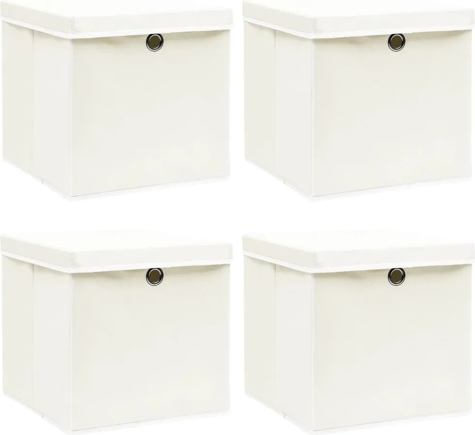 vidaXL 4 db fehér szövet tárolódoboz fedéllel 32 x 32 x 32 cm