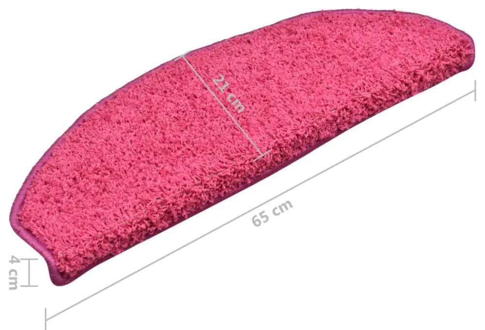 15 db rózsaszín, félkör alakú, nagy lépcsőszőnyeg 65 x 21 x 4 cm