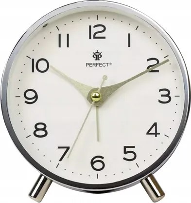 Fehér Kerek Elegáns Ébresztőóra Perfect BB11007 Csendes Mechanizmus 4 Elem
