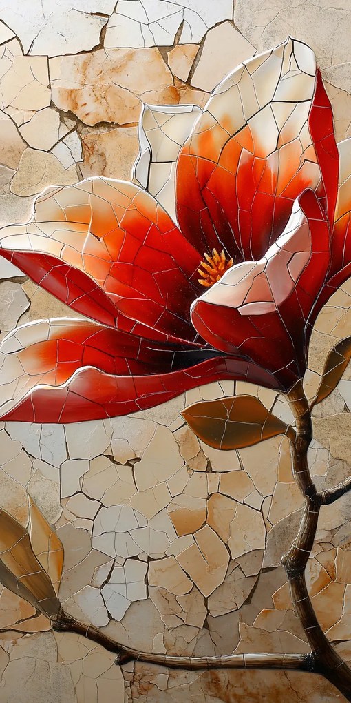 Poszter 50x100cm Mozaik üvegvirágból