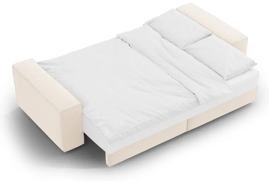 Bézs bársony kinyitható-tárolóhelyes kanapé 247 cm Jodie – Micadoni