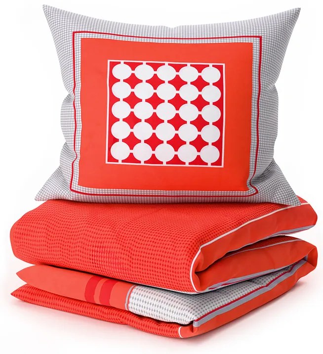 Renforcé pamut ágyneműhuzat TABITA piros Ágyneműhuzat mérete: 2 db 80 x 80 cm | 200 x 220 cm