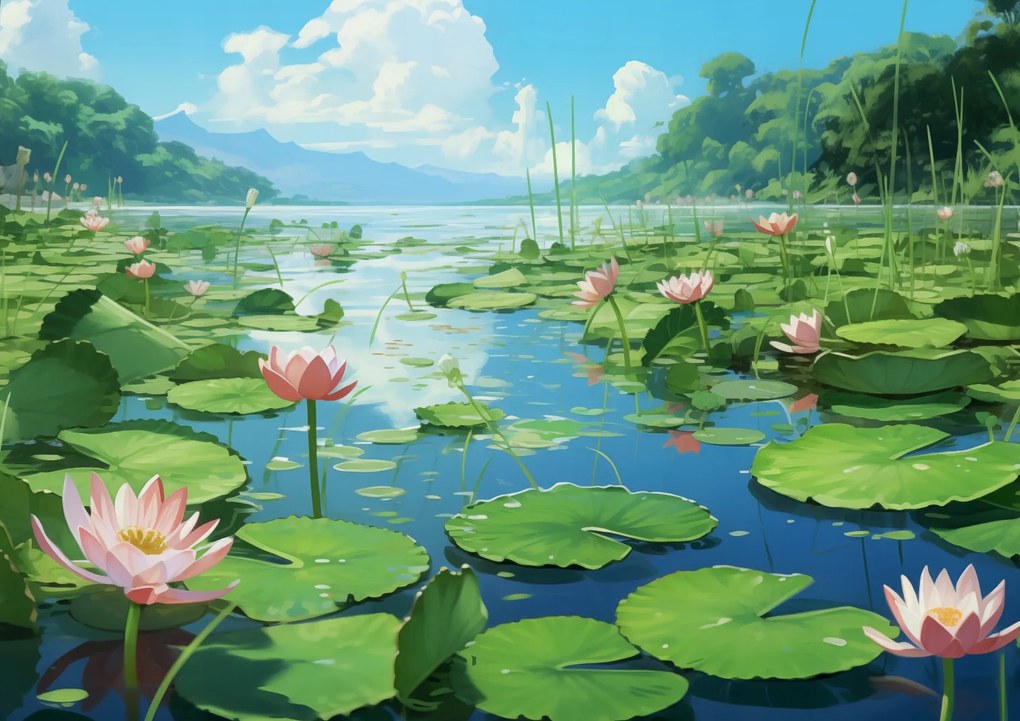 Poszter 29,7x21cm Idilli liliom tó