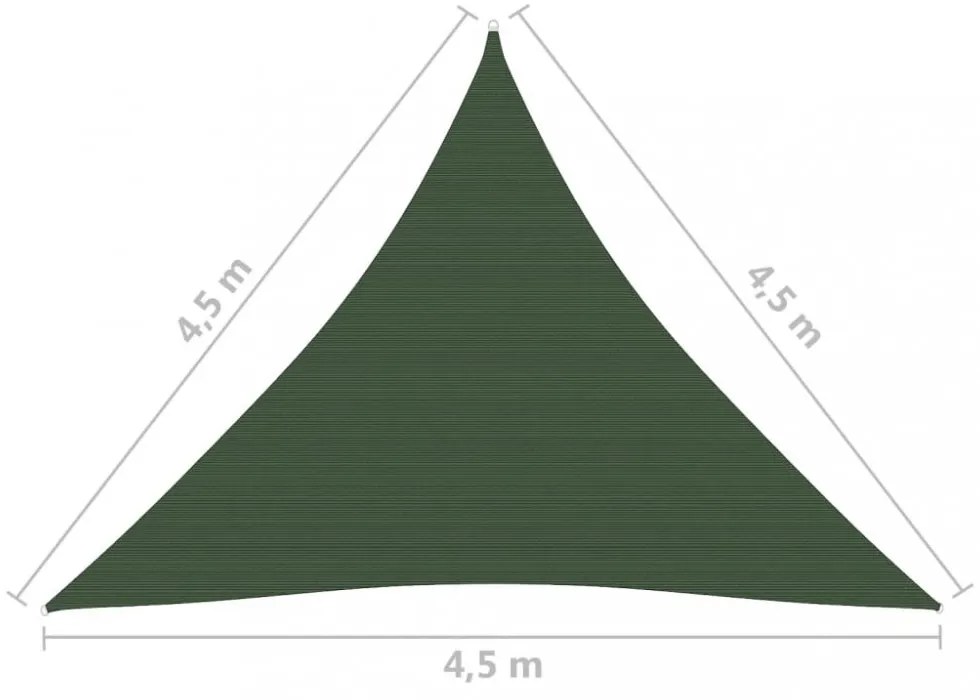 sötétzöld HDPE napvitorla 160 g/m² 4,5 x 4,5 x 4,5 m