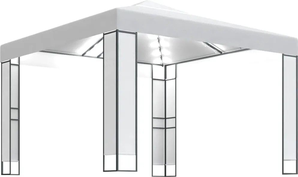 vidaXL fehér dupla tetős pavilon LED fényfüzérrel 3 x 3 m