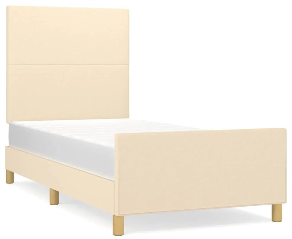 ágykeret matrac nélkül krém 90x190 cm szövet