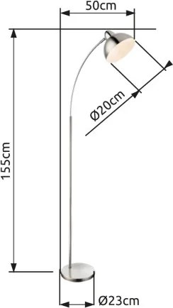 Globo 24703SN Állólámpa, matt, króm, matt fehér, kapcsolóval, LxWxH:500x230x1550, Foglalat típusa:1xE27 40W 230V