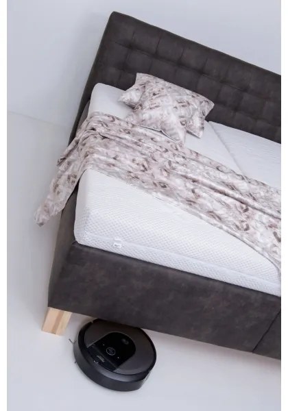 VIOLET kárpitozott ágy matraccal és tárolóval 180×200 cm sötétszürke