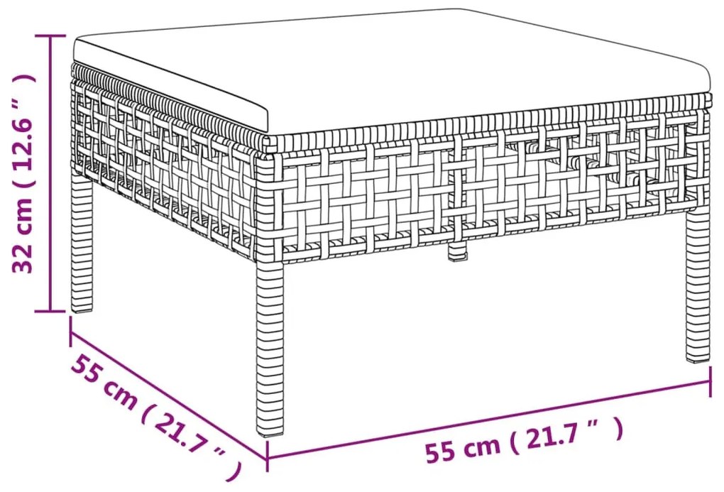 9 részes szürke polyrattan kerti ülőgarnitúra párnákkal