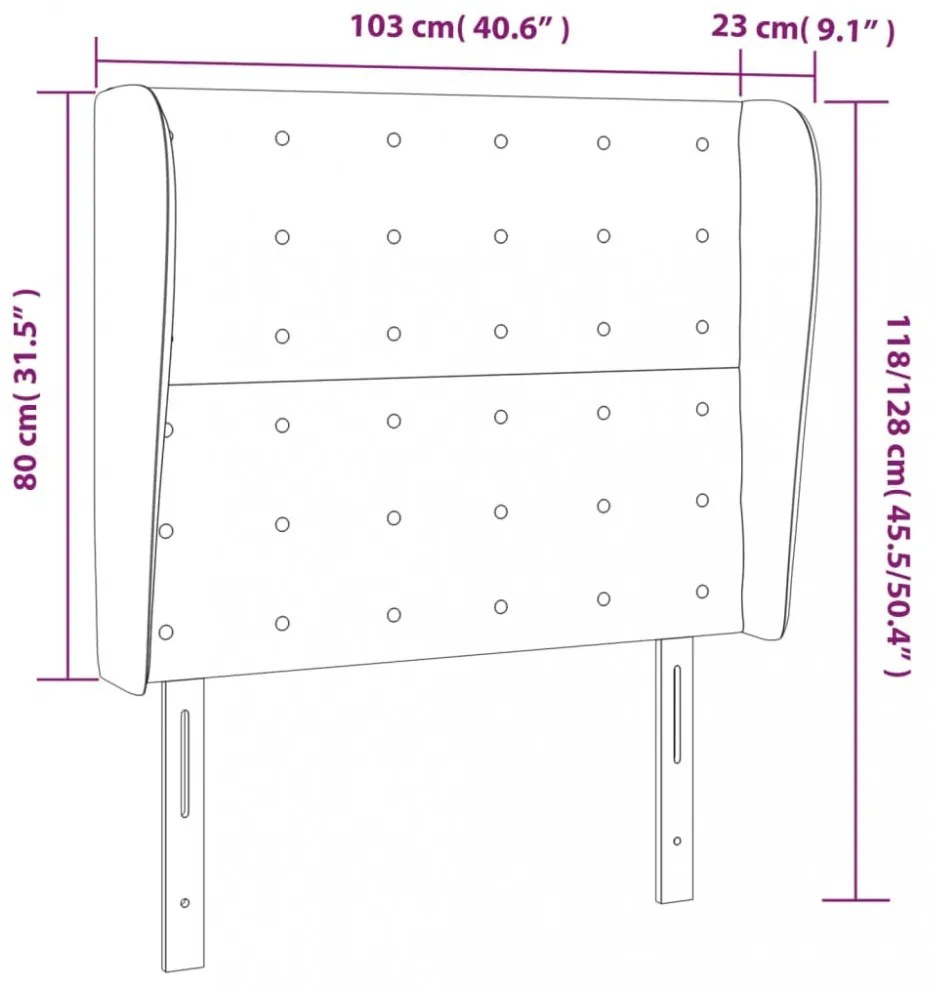 sötétszürke szövet fejtámla szárnyakkal 103 x 23 x 118/128 cm