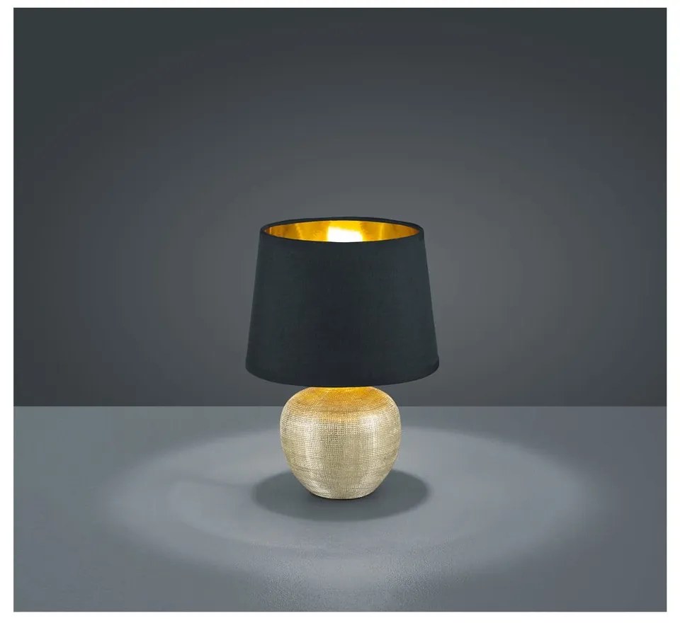 Luxor fekete kerámia-szövet asztali lámpa, magasság 26 cm - Reality