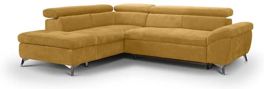 Sárga, balos SALERNO L-alakú kihúzható sarokkanapé