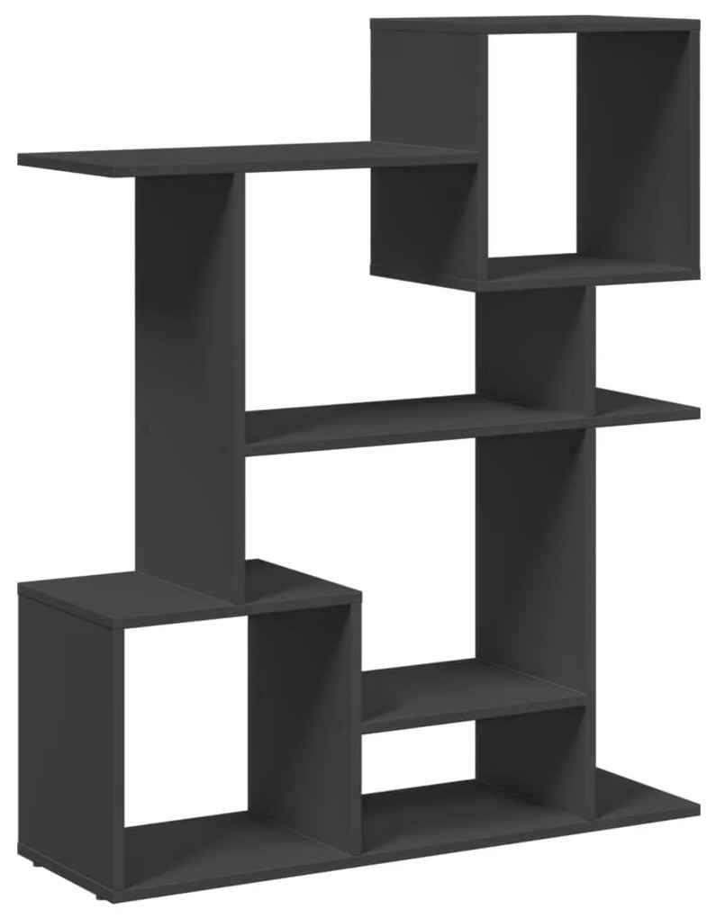 fekete szerelt fa térelválasztó könyvespolc 92x29x112 cm
