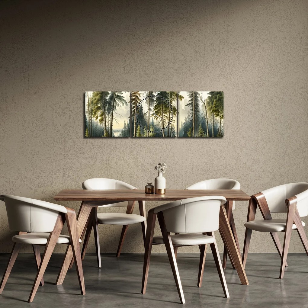 Kép - Szüreti táj az erdők (órával) (90x30 cm)