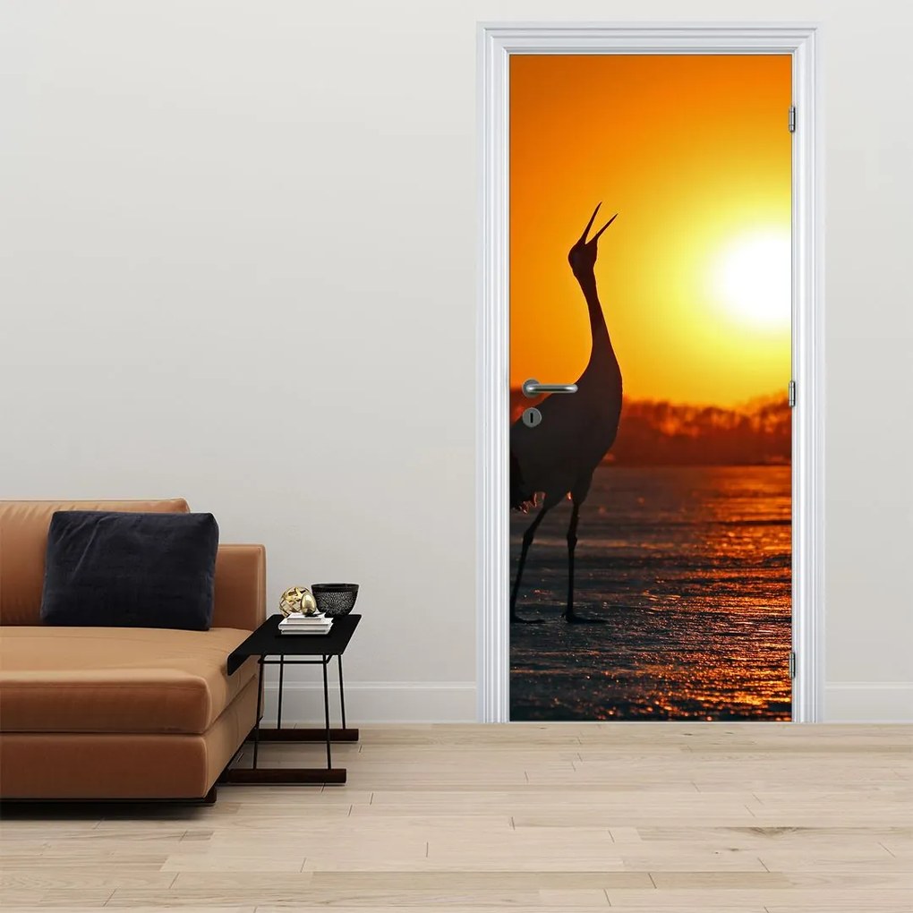 Fotótapéta ajtóra - Madarak naplementekor (95x205cm)
