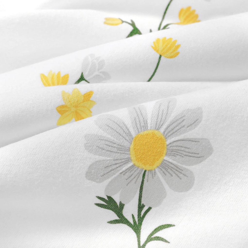 Goldea flanel ágyneműhuzat - kamilla virágok 200 x 200 és 2db 70 x 90 cm