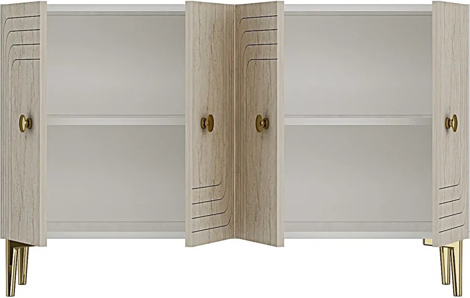 Lessi 120 - White, Travertine, Gold
