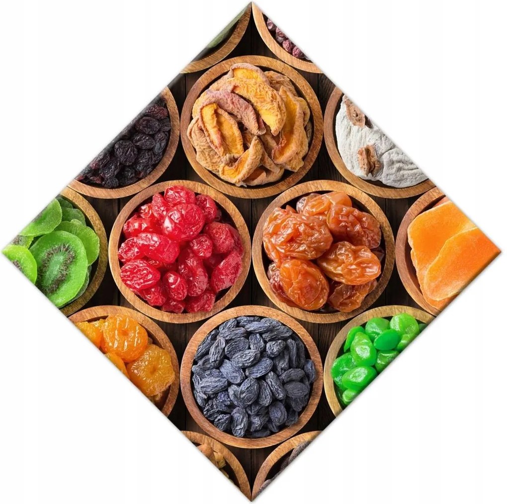 Vászonkép 56x56 Aszalt gyümölcsök tálakban