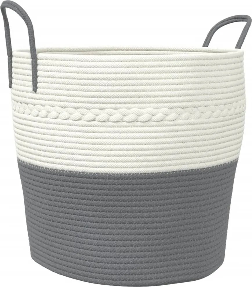 vidaXL szürke-fehér pamut tárolókosár Ø43 x 38 cm