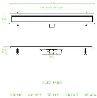 Laveo Basso, lineáris lefolyó ráccsal 80 cm, fekete, LAV-COB_780S