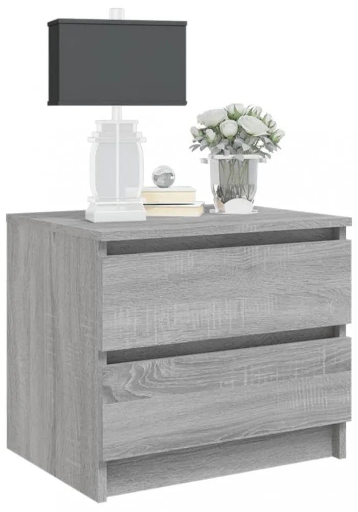 2 db szürke sonoma szerelt fa éjjeliszekrény 50 x 39 x 43,5 cm