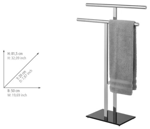 WENKO 25389100 - Törölközőtartó LAVA 50x81,5 cm rozsdamentes acél/ezüst/fekete