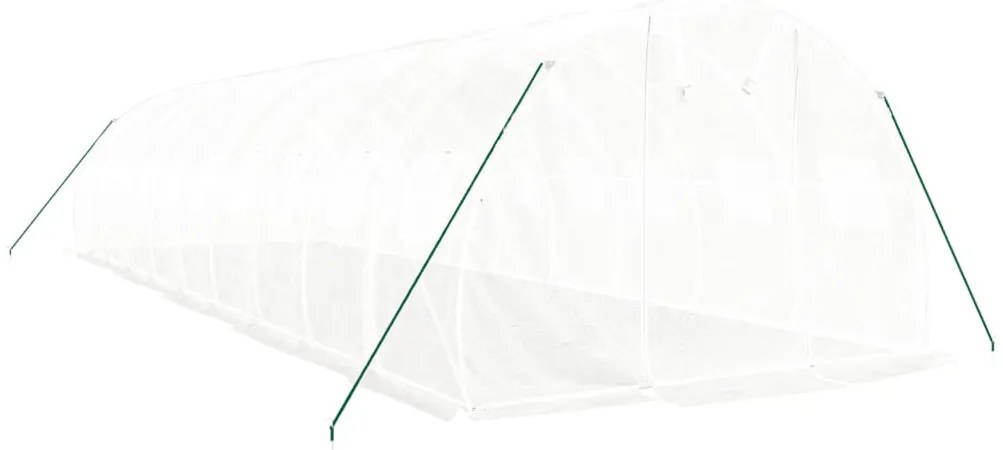 fehér acélvázas melegház 30 m² 10x3x2 m