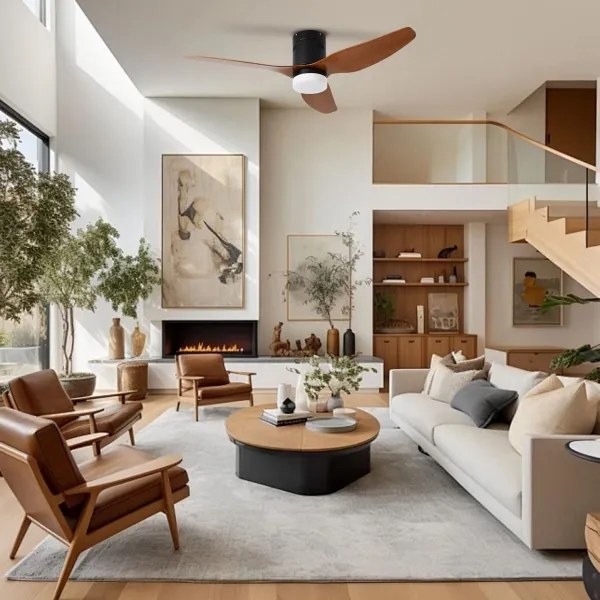 ZEVENTI - LED-es mennyezeti ventilátor PADUA LED/18W/230V Wi-Fi Tuya fekete/barna + távirányító