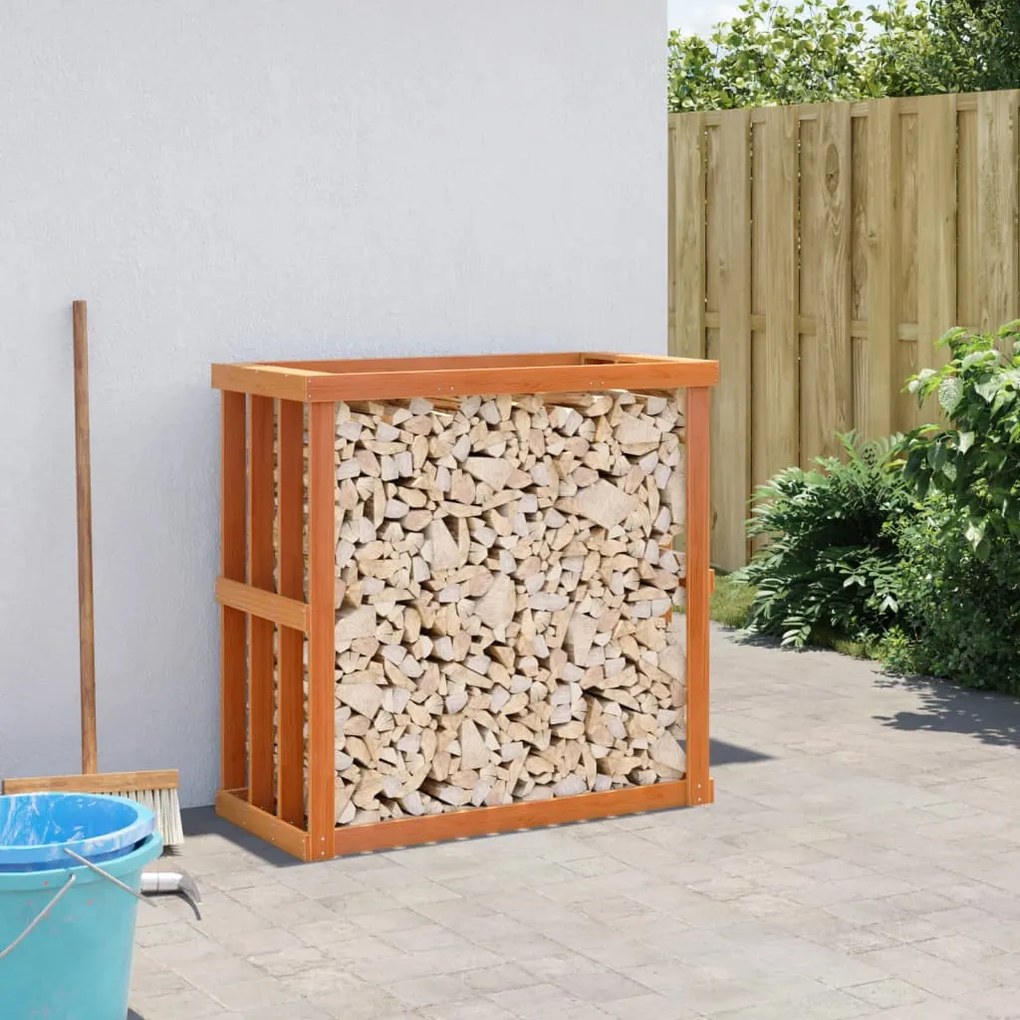 viaszbarna tömör fenyőfa kültéri rönktároló 109x52x106 cm