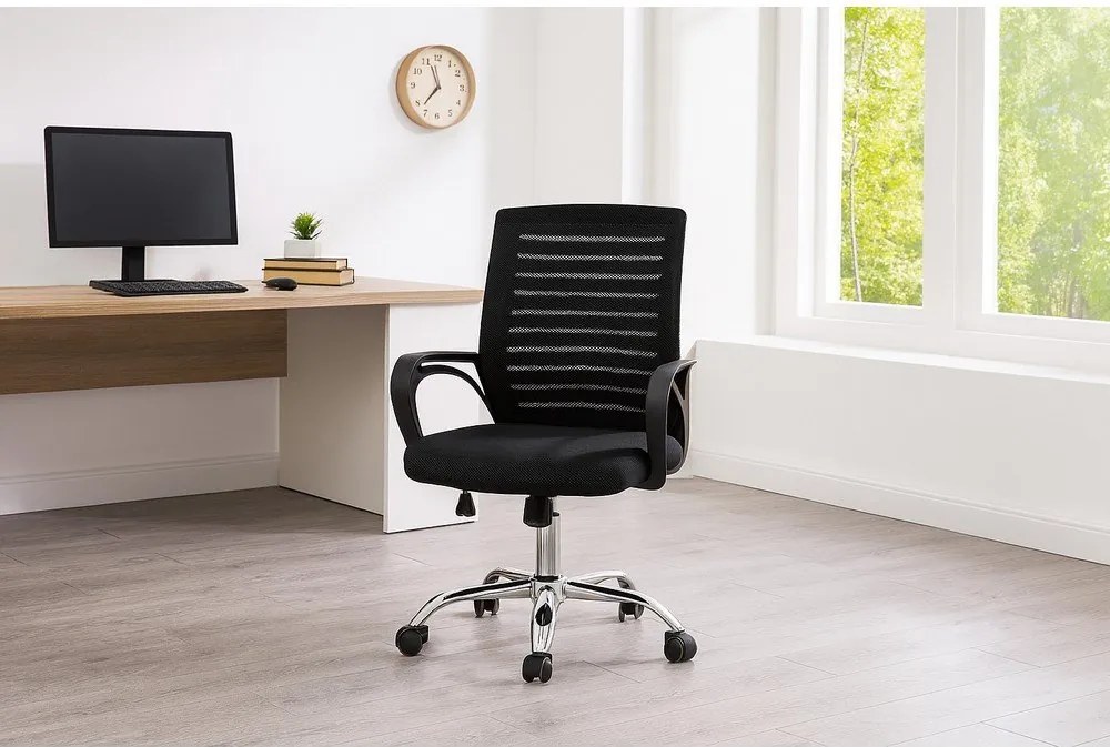 Fekete kárpitozott irodai szék Evon – Bonami Essentials